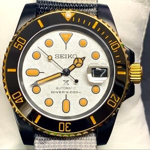 SEIKO SII NH35 MOD Movement Black PVD GOLD Patina Indice White Dial Prem Build